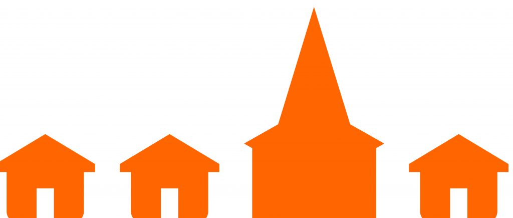 Master file of houses and steeple from master logo in Orange